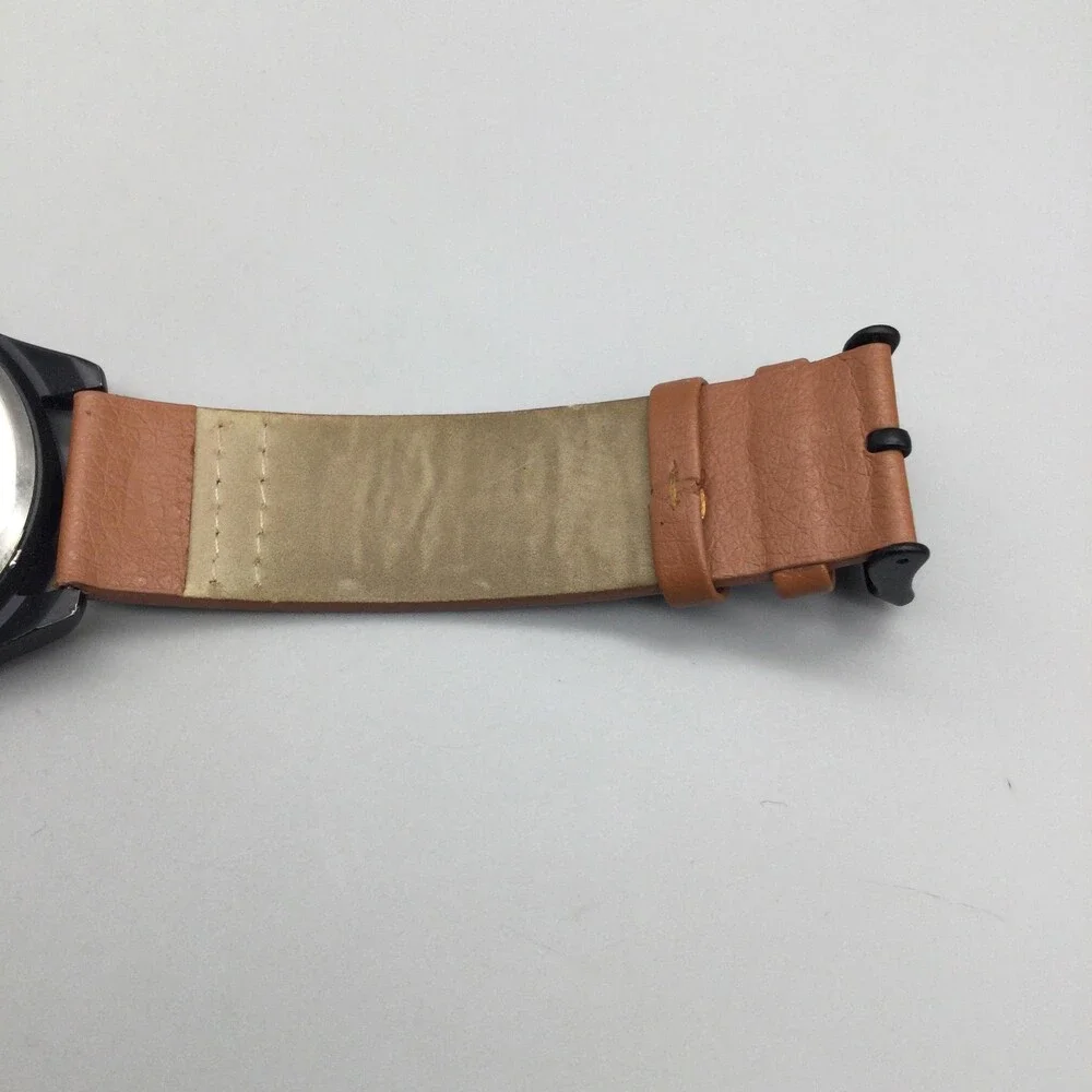 Gruen Precision Mens Watch 41mm Black Dial Brown Band New Battery